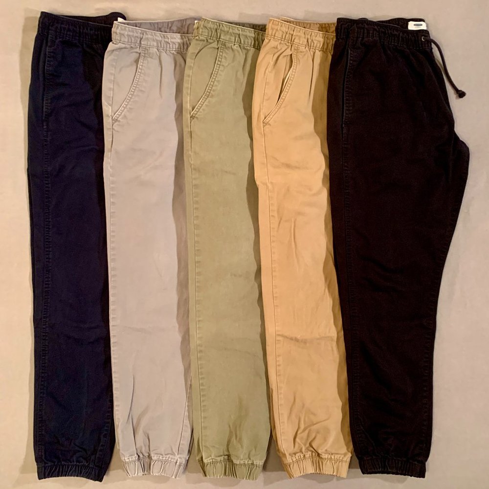 (5) Old Navy Twill Jogger Pants Black Navy Gray Army Green Khaki